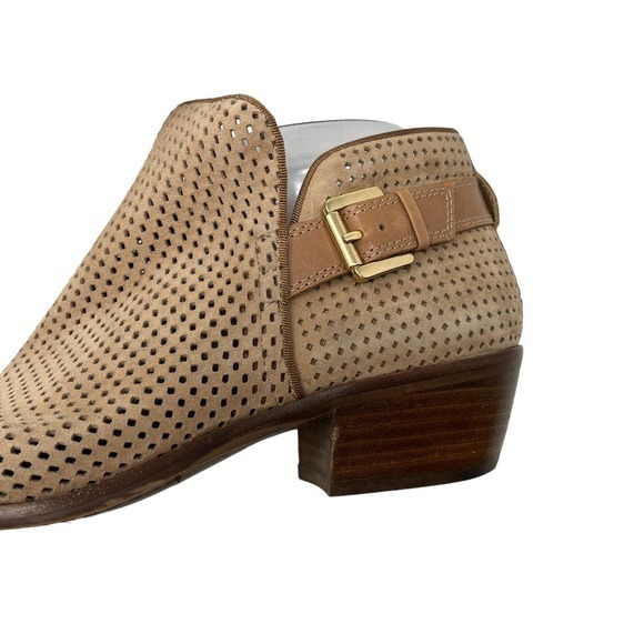 Sam Edelman Paula Tan Ankle Boot Booties Women’s Size 9 Perforated Suede - Picture 4 of 9